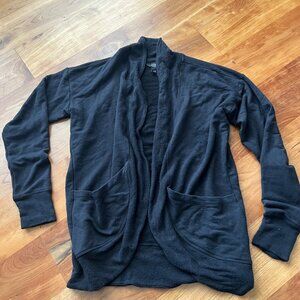 Athleta girl black wrap and roll open front cardigan
